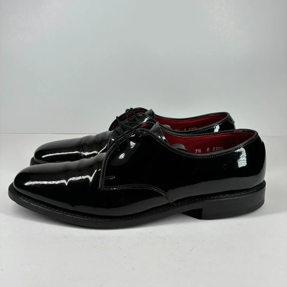 Allen Edmonds Spencer Men's US 9.5A Black Patent Leather Tuxedo Derby Dress Shoe